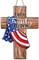 Memorial Day 4th of July Cross Christian Front Door Sign, Patriotic America Religious Faith Family Freedom Wooden Door Hanger Outdoor Porch Decor, American USA Wreath Wall Hanging Decoration